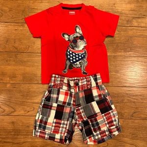 Gymboree Boy’s 12-18, 18-24 months Boston Terrier/French Bulldog Dog shorts set